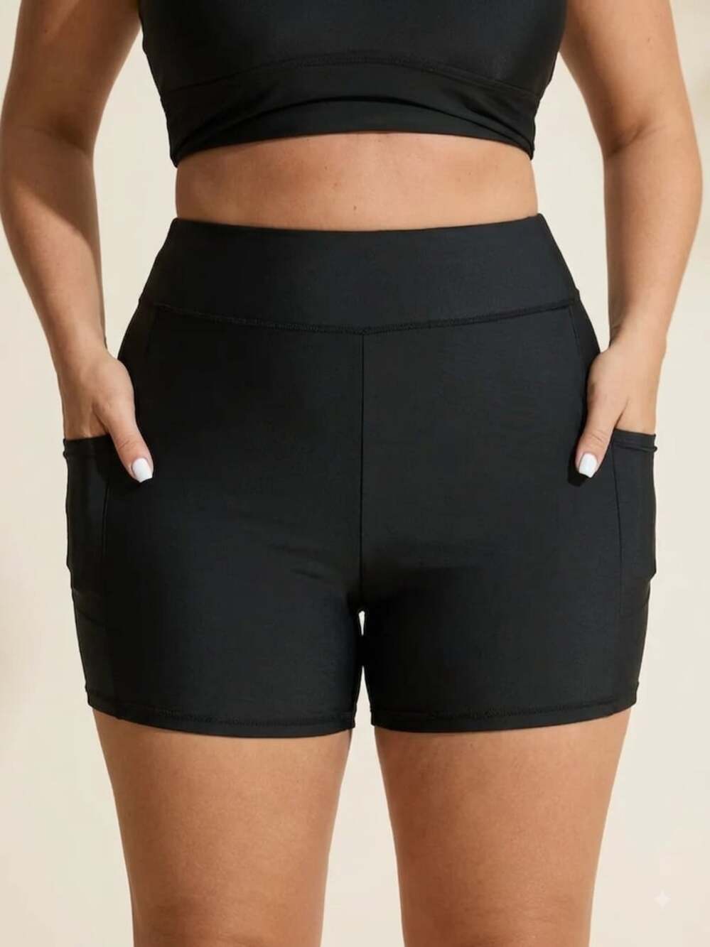 Plus Size 1X 14-16 Sculpting Pockets Swim Shorts